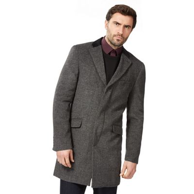 Big and tall dark grey wool blend epsom coat